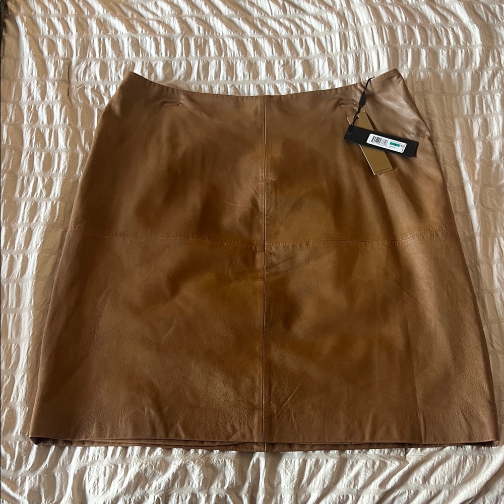 Donna Karan Brown Lambskin Skirt